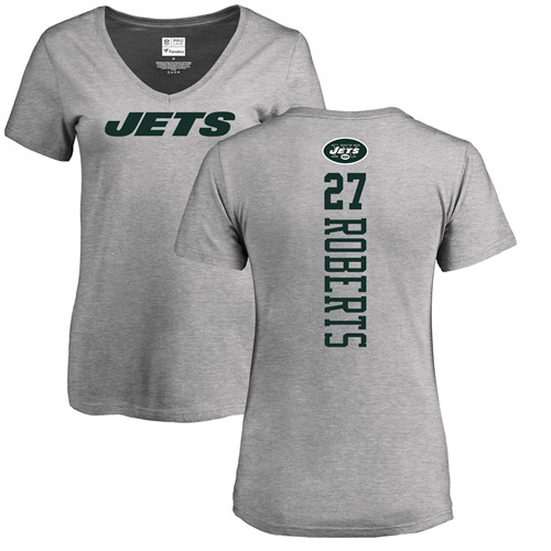 New York Jets Ash Women Darryl Roberts Backer NFL Football #27 T Shirt